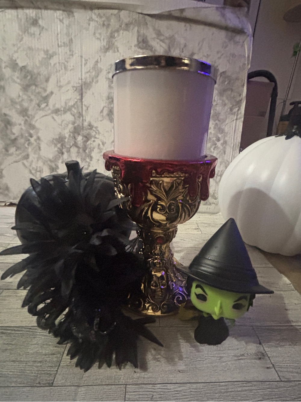 Bath & Body Works Gold Blood Drip Chalice Candle Holder 3 Wick Halloween